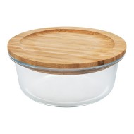 Pote 630ml Hermetico 15 x 6cm Com Tampa de Bambu